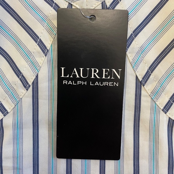 Lauren by Ralph Lauren, Bustier, Blue/White Vertical Stripes, V-Neck, Size 8 NWT - Picture 6 of 12